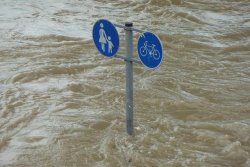 Flooding image showing the sign in pedestrian
