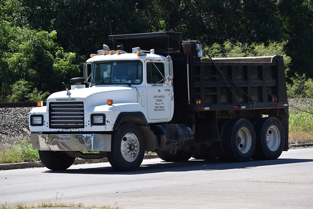 Dump truck on the road